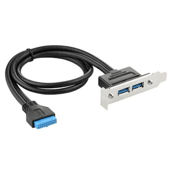 JacobsParts 2-Port USB 3.0 Low Profile Bracket 20-Pin Header Cable for Half-Height PC Card Slot