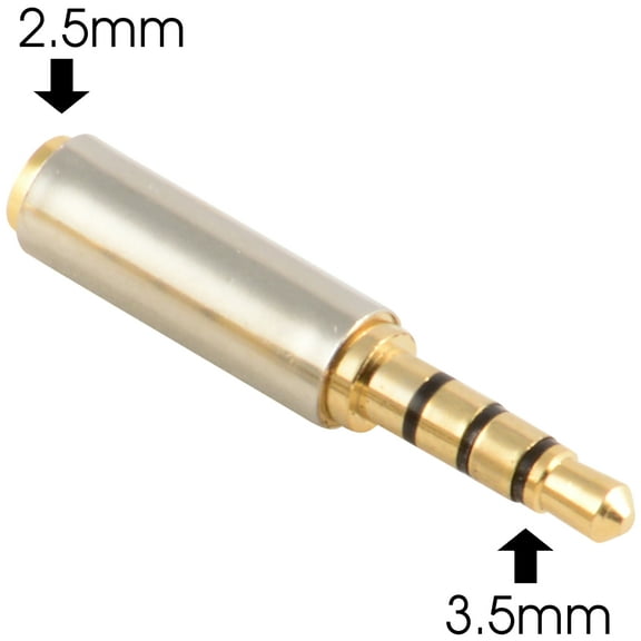 JacobsParts 3.5mm Male to 2.5mm Female Stereo Audio Headphone Jack Adapter Converter, Gold Plated
