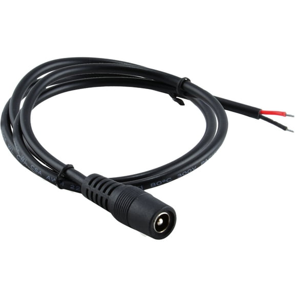 JacobsParts 3ft 5.5x2.1mm Female DC Power Pigtail Cable 18AWG Copper Wire for 5V 12V 24V LED Strip, CCTV, etc.