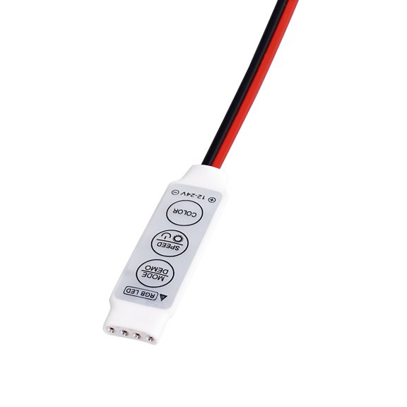 JacobsParts 4-Pin Mini RGB LED Controller 3-Key Dimmer for LED Strip Lights 12V 24V (5 Pack)