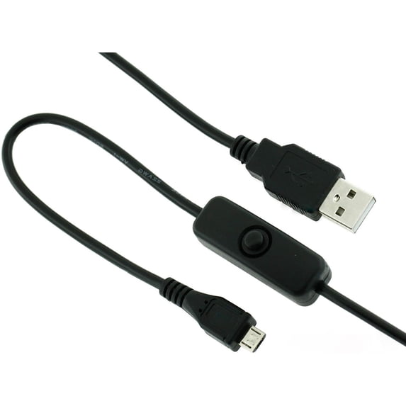 JacobsParts 5-Pack 3A Micro USB Cable On/Off Power Button Switch Raspberry Pi & Phone Charging