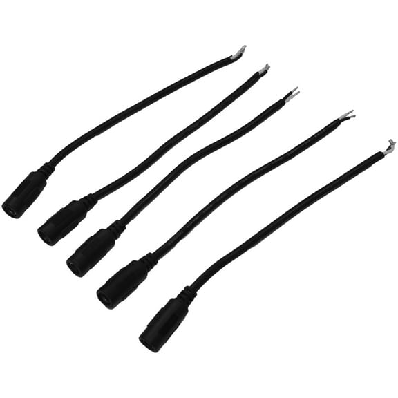 JacobsParts (5-Pack) DC Power Pigtail Female Barrel Jack 6-Inch Wire 5.5mm x 2.1mm for LED Strip Light, CCTV Security Camera, DVR, and Other Low Voltage Applications