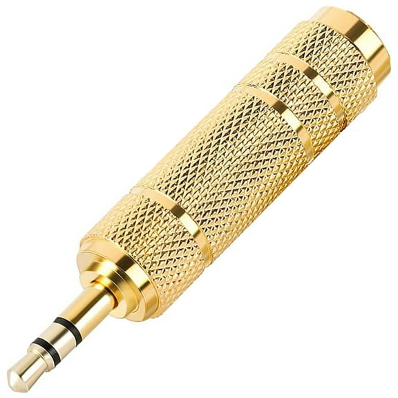 JacobsParts 6.35mm 1/4" Female to 3.5mm 1/8" Male TRS Stereo Audio Headphone Mic Adapter Converter