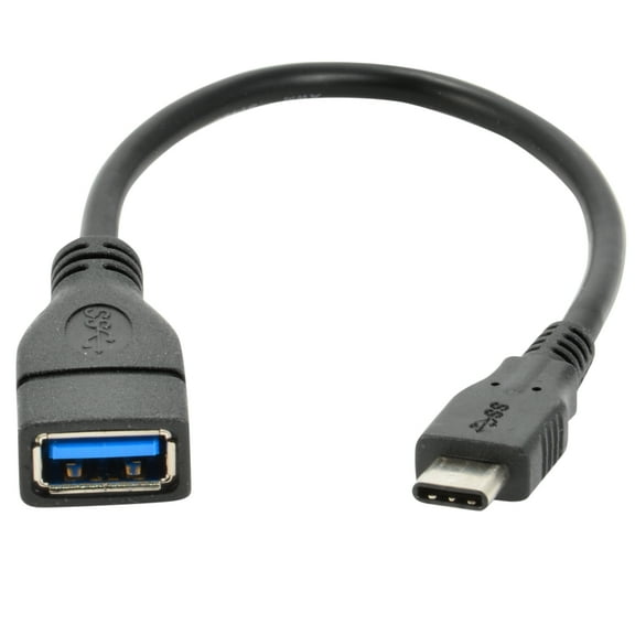 JacobsParts 8" USB 3.1 Type-C to Standard 3.0 Type-A Female OTG Adapter Cable (Black)