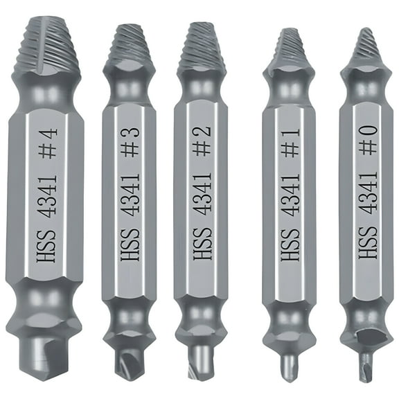 JacobsParts Damaged Screw Extractor Drill Bits Set 5-Piece Remover for Stripped Screws, Bolts, Nuts