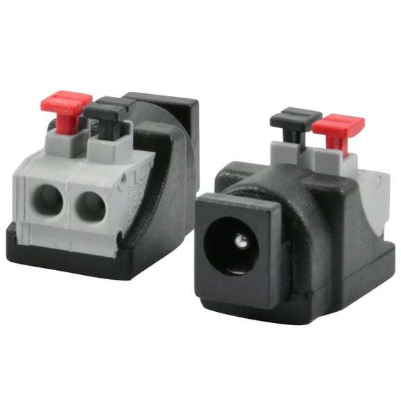 JacobsParts Female DC Power Jack Screwless Quick Wire Connector 5.5mm x 2.1mm for 12V/24V LED Strip and Electronics (10 Pack)