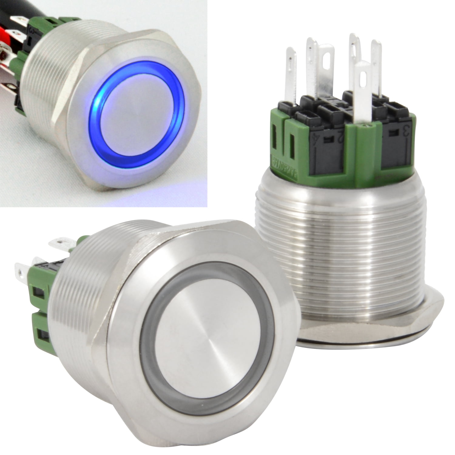 JacobsParts Latching Pushbutton ON/OFF Maintained Power Switch Circular ...