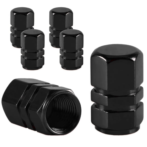 JacobsParts Tire Valve Stem Caps, 4 pcs/pack, Anodized Aluminum Corrosion Resistant Universal Tire Valve Cap Set for Cars, SUVs, Bikes, Trucks and Motorcycles, Black