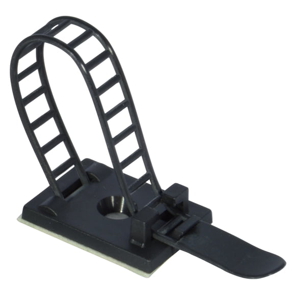 JacobsParts V3 Reusable Adhesive Cable Straps with Optional Screw Mount, Light Duty, 25 Pack (Black)