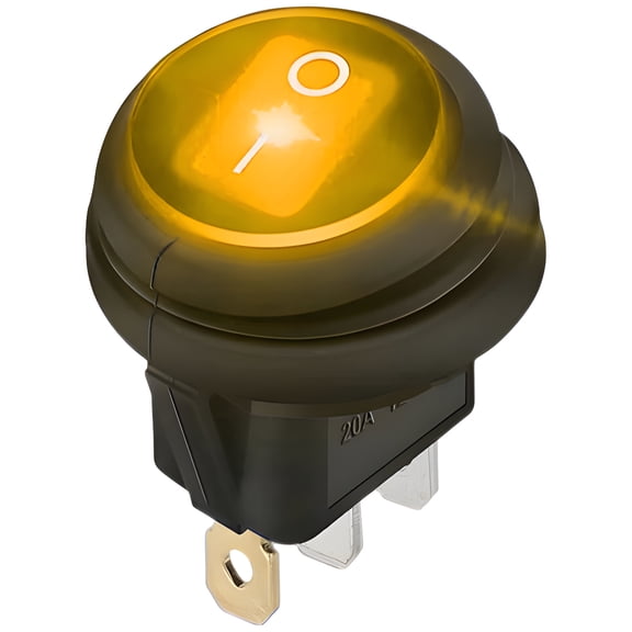 JacobsParts Yellow LED Rocker Toggle Switches 12V 20A ON/Off Heavy Duty IP65 Waterproof for Car, Truck, Boat