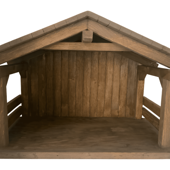 JacobsWoodDesigns Large Wood Nativity Stable/Creche Decorative Collectible 1 Piece