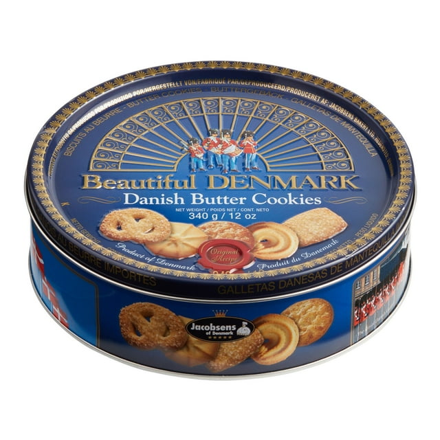 Jacobsens Beautiful Denmark Danish Butter Cookies Tin 12 oz