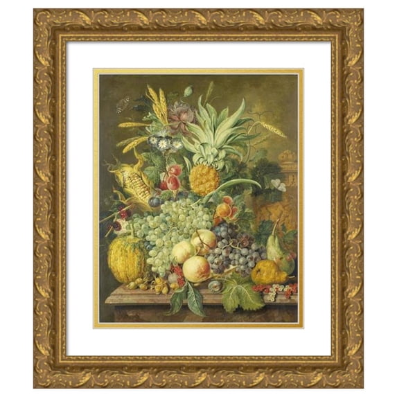 Jacobus Linthorst 20x24 Gold Ornate Framed and Double Matted Museum Art Print Titled - Still Life with Fruit (1808)
