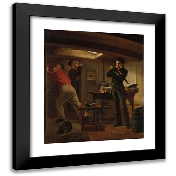 Jacobus Schoemaker Doyer 12x14 Black Modern Framed Museum Art Print Titled - Jan Van Speijk Debating Whether to Set Fire to the Gunpowder (1834)