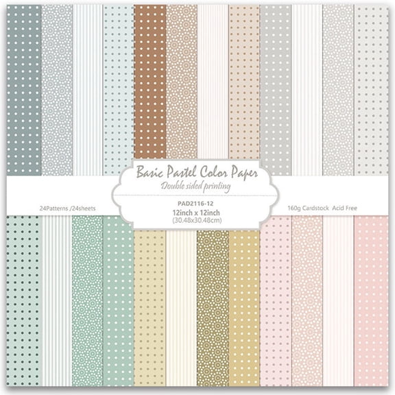 Jacone 12’’x12’’ Scrapbook Paper, 24 Sheets Double-Sided Colorful Scrapbook Paper Pad Decorative Craft Paper for Photo Album Junk Journals DIY Decor