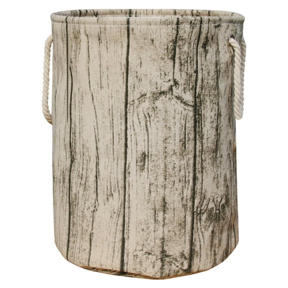 Jacone Stylish Tree Stump Shape Design Storage Basket Cotton Fabric Washable Cylindric Laundry Hamper with Rope Handles, Decorative and Convenient for Kids Bedroom