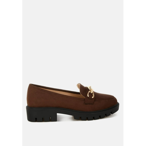 Jacop Micro Suede Metal Chain Link Loafers