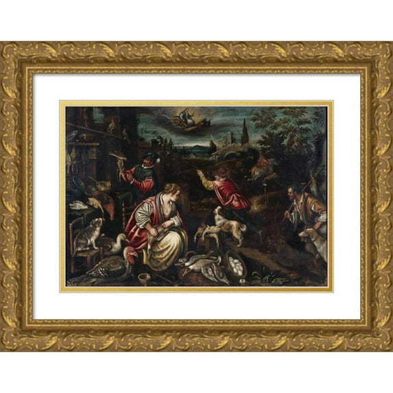 Jacopo Bassano 14x11 Gold Ornate Wood Frame and Double Matted Museum Art Print Titled - Air