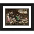 thumbnail image 1 of Jacopo Bassano 18x14 Black Ornate Wood Framed Double Matted Museum Art Print Titled - Jacob's Journey, 1 of 5