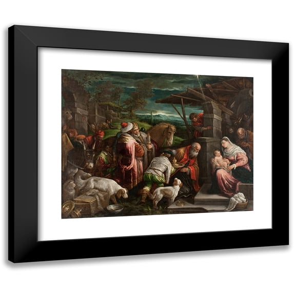 Jacopo Bassano 18x15 Black Modern Framed Museum Art Print Titled - Adoration of the Magi (1575-1580)