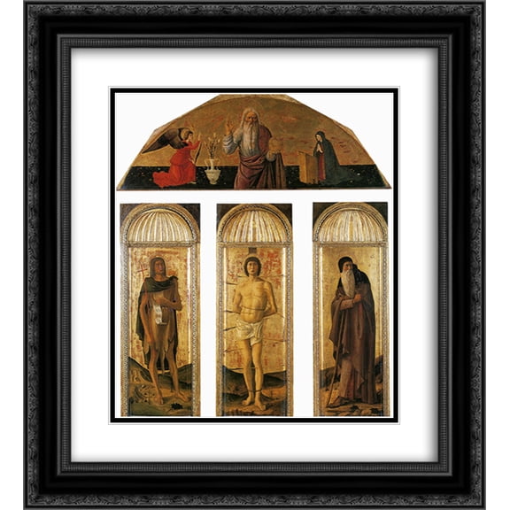 Jacopo Bellini 2x Matted 20x22 Black Ornate Framed Art Print 'Triptych of St. Sebastian'