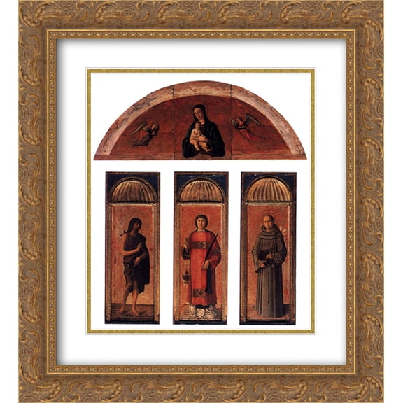 Jacopo Bellini 2x Matted 20x22 Gold Ornate Framed Art Print 'Triptych of St Lawrence'