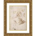 thumbnail image 1 of Jacopo Palma il Giovane 14x18 Gold Ornate Wood Frame and Double Matted Museum Art Print Titled - Studies for Cain Slaying Abel (1548-1628), 1 of 4