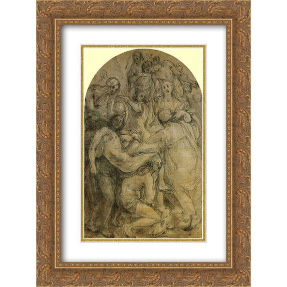 Jacopo Pontormo 2x Matted 18x24 Gold Ornate Framed Art Print 'The Deposition'