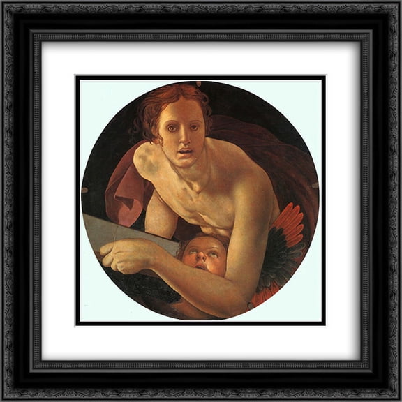 Jacopo Pontormo 2x Matted 20x20 Black Ornate Framed Art Print 'St. Matthew the Evangelist'
