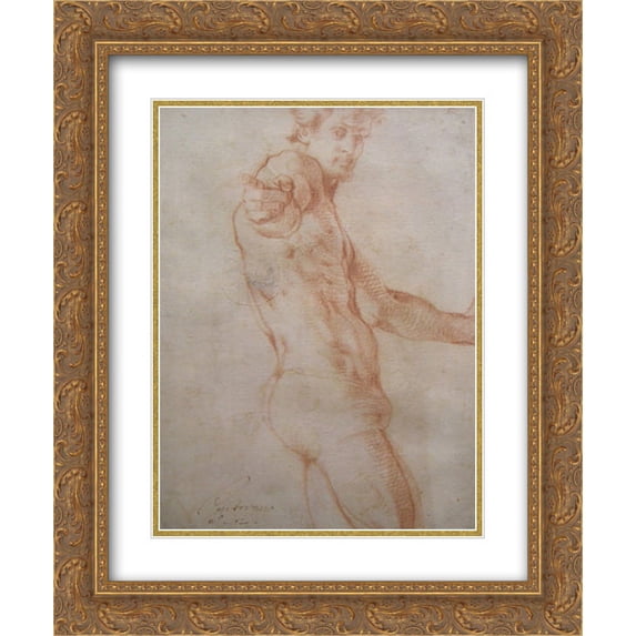 Jacopo Pontormo 2x Matted 20x24 Gold Ornate Framed Art Print 'Self Portrait'