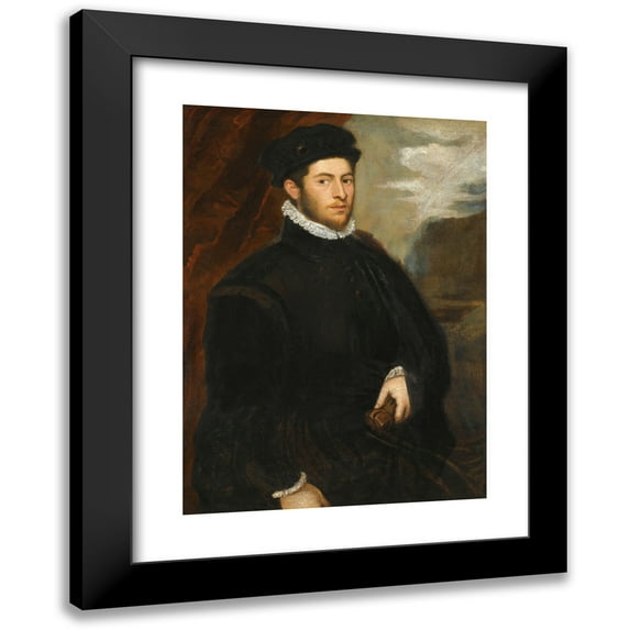 Jacopo Tintoretto 11x14 Black Modern Framed Museum Art Print Titled - Portrait of a Nobleman