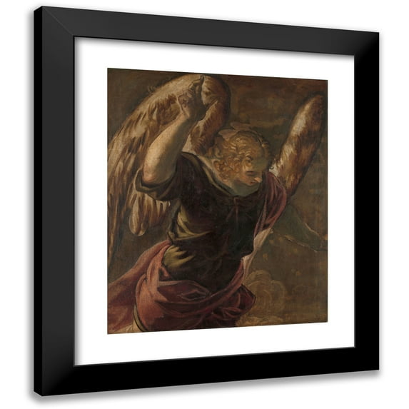 Jacopo Tintoretto 12x14 Black Modern Framed Museum Art Print Titled - Angel from the Annunciation to the Virgin (1560 - 1585)