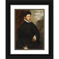 thumbnail image 1 of Jacopo Tintoretto 14x18 Black Ornate Wood Framed Double Matted Museum Art Print Titled - Portrait of a Nobleman, 1 of 5
