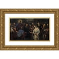 thumbnail image 1 of Jacopo Tintoretto 14x9 Gold Ornate Wood Frame and Double Matted Museum Art Print Titled - Christ and the Adulteress (1574 - 1635), 1 of 4