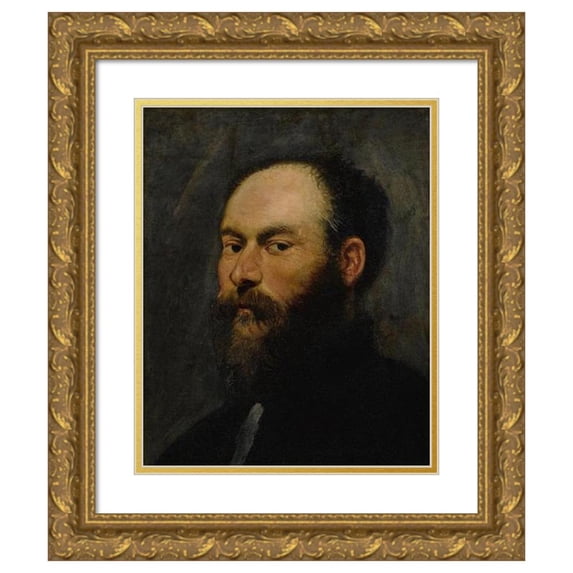 Jacopo Tintoretto 15x18 Gold Ornate Wood Frame and Double Matted Museum Art Print Titled - Portrait of a Man