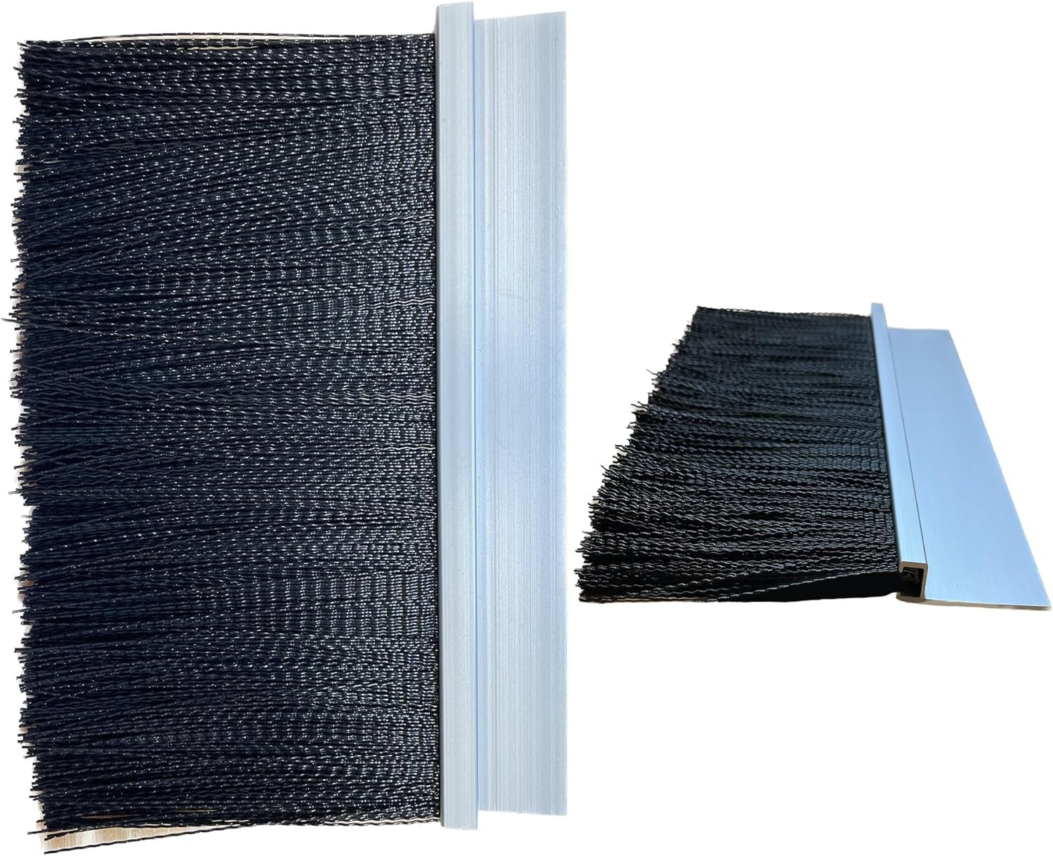 Jacor 3.0" Door Brush Seal Weatherproofing, Clear Aluminum Straight Holder, Black Nylon Brush