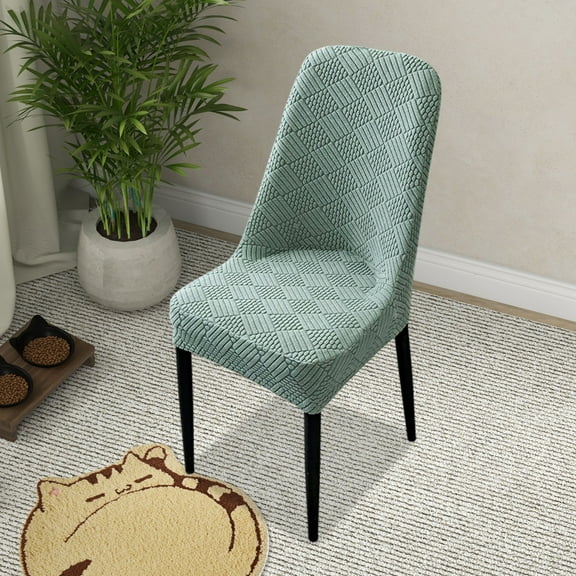 Jacquard Accent Curved Back Chair Cover Stretch Dining Room Chair Slipcover Armless Chair Cover Mid Century Modern Chair Protectors for Home Decor Living Room