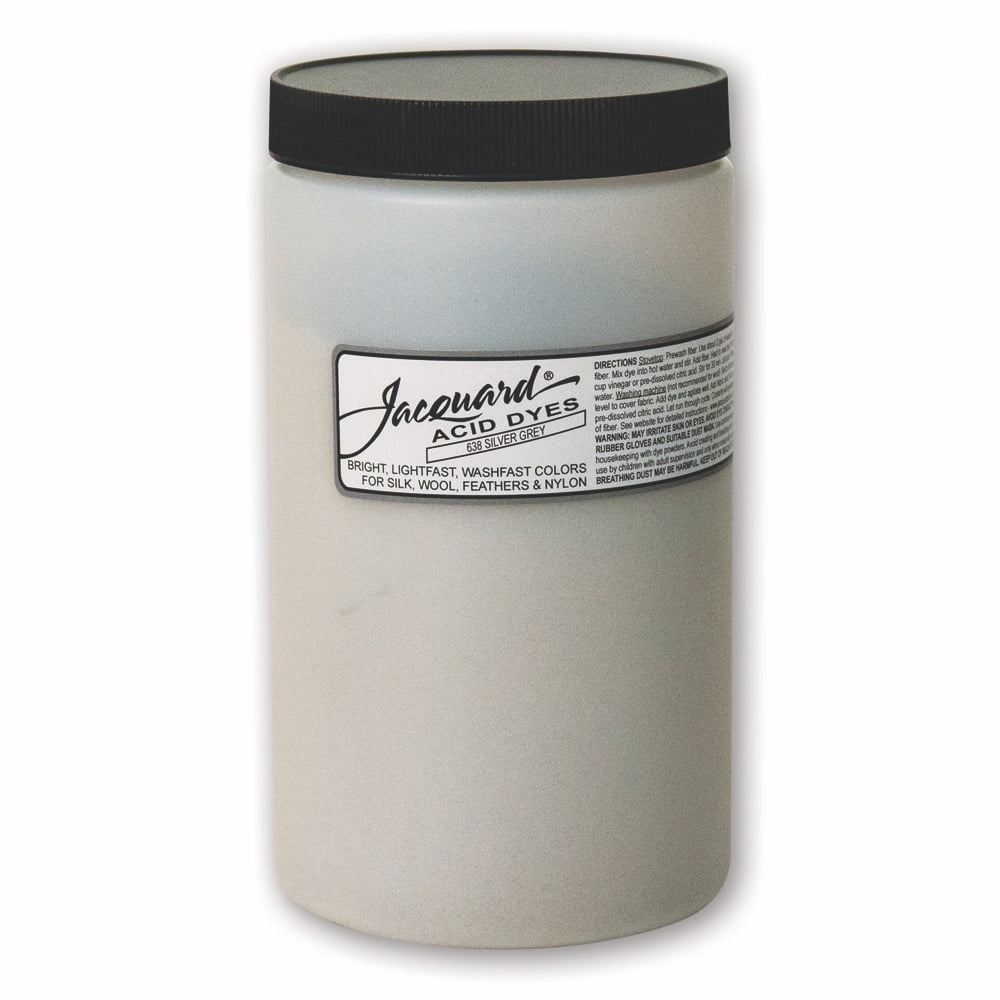 Jacquard Acid Dye for Wool, Silk and Other Protein Fibers, 1 Pound Jar,  Concentrated Powder, Silver Gray 638 