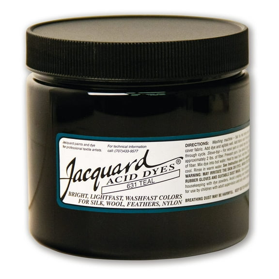 Jacquard Acid Dye for Wool, Silk and Other Protein Fibers, 8 Ounce Jar, Concentrated Powder, Teal