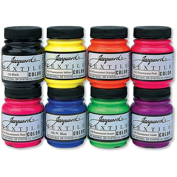 Jacquard Acrylic Textile Paints, Set of 8, 2.25 oz, Fluorescent