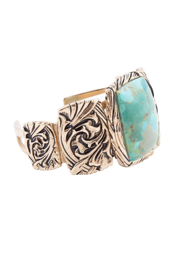 Jacquard Blue Turquoise Solid Golden Cuff Bracelet