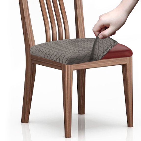 Jacquard Chair Seat Cushion Slipcovers,Set of 2/4/6 Stretch Chair Seat Protector Universal Removable Washable Super Fit Chair Cushion Protector for Kitchen Restaurant Hotel-2-camel
