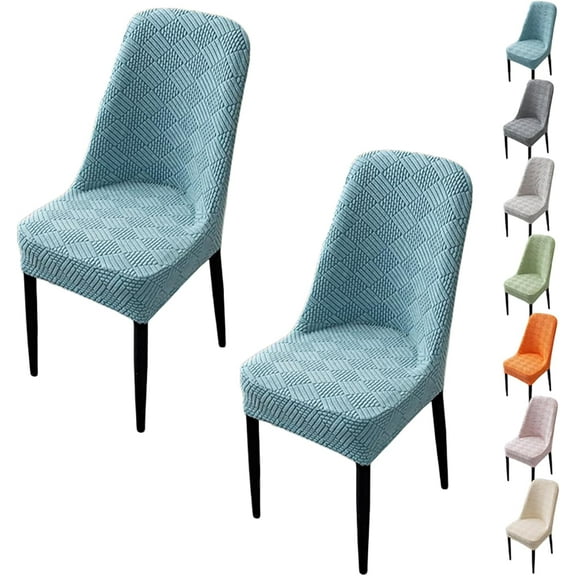 Jacquard Chair Slipcover Set of 2 Curved Back Chair Slipcover Modern Style Thickened Stretch Seat Cover