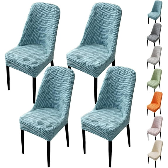 Jacquard Chair Slipcover Set of 2 Curved Back Chair Slipcover Modern Style Thickened Stretch Seat Cover