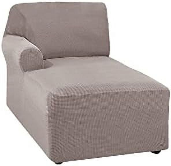 Jacquard Chaise Lounge Cover,Modern Polar Fleece sectional Sofa slipcover,Stretch Left/Right Armchair Cover for loveseat L Shaped Sofa (Brown,Left Chaise Lounge)