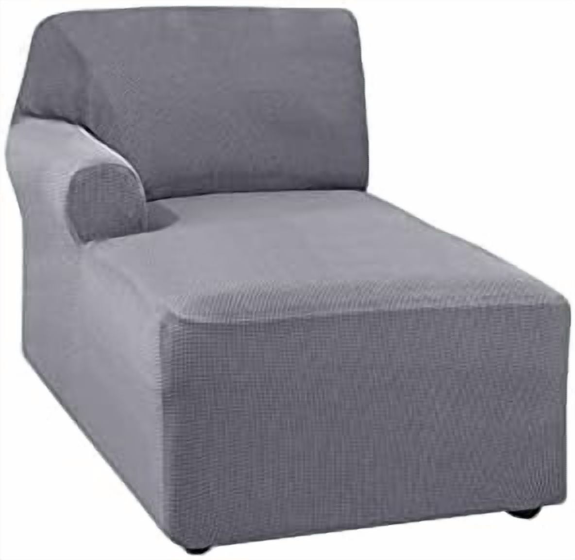Jacquard Chaise Lounge Cover,Modern Polar Fleece sectional Sofa slipcover,Stretch Left/Right Armchair Cover for loveseat L Shaped Sofa (Grey,Left Chaise Lounge)