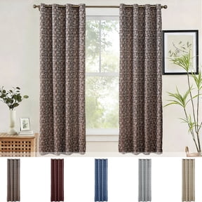 Jacquard Curtain Panel, 52 x 63 In Polyester Room Shade Drape, Gray