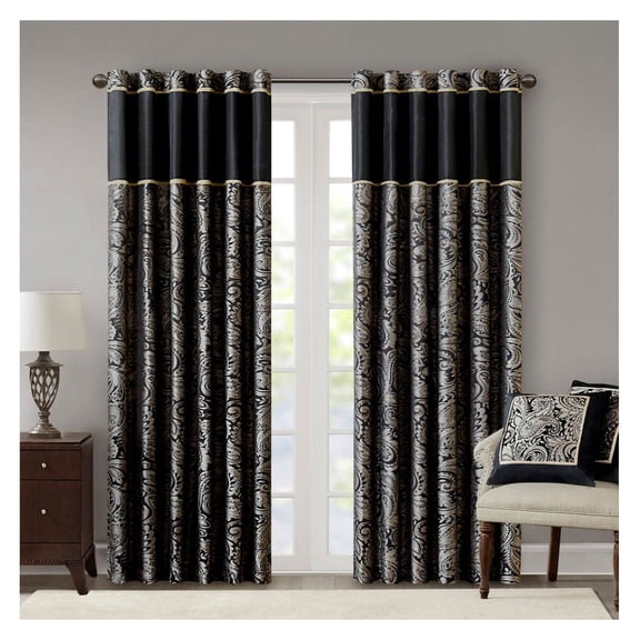 Jacquard Curtain Panels - 2 Pcs Window Treatments, 50x95 Inch, Paisley Design, Faux Silk, Rod Pocket/Back Tab, Light Filtering, Oeko-Tex Certified