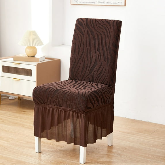 Jacquard Dining Chair Cover with Skirt | Elegant Pleated Style, Stretchy Wrinkle-Free Polyester in Multiple Colors
