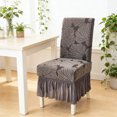 thumbnail image 1 of Jacquard Dining Chair Covers Set of 1, Thickened Elastic Stretch Slipcovers, Skirt-Style Decorative Chair Protector with Pleated Design, Elegant Fit for Hotel, Wedding & Home Decor, Gray, 1 of 6
